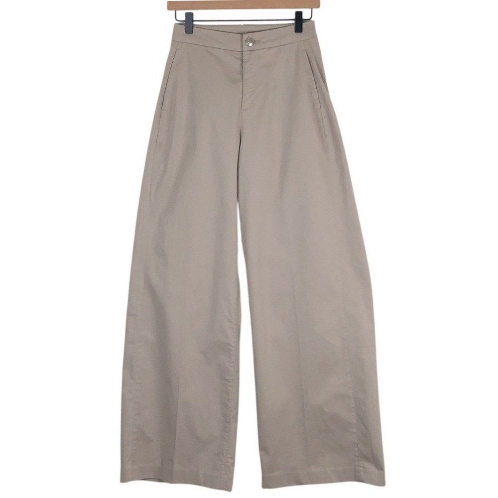 RAG & BONE Kiera Wide Leg High Rise Trousers Sz 0 Sandstone Stretch Cotton